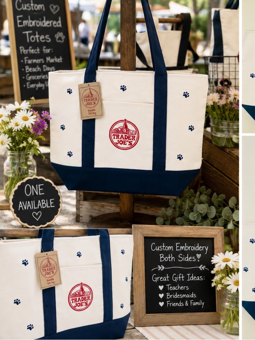 🐾🐶 Trader Joe’s Large Canvas Tote NWT - Picture 2 of 7